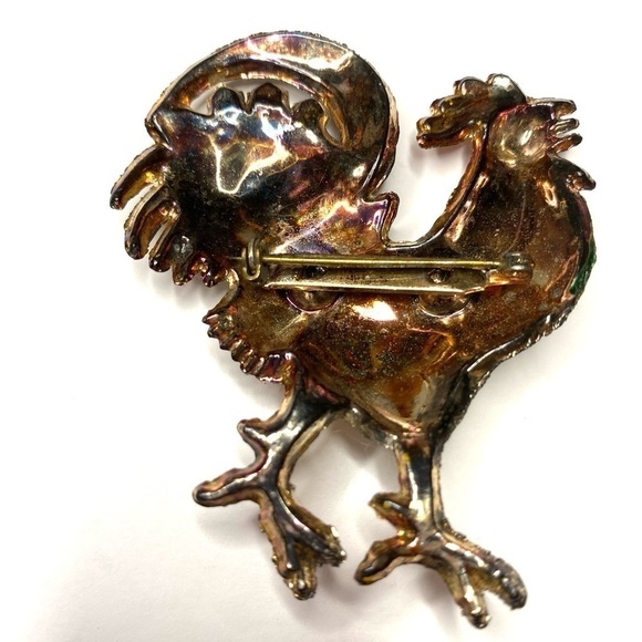 Vintage rooster brooch not sure what this lightweight material is. Box 12-93 - Picture 3 of 4